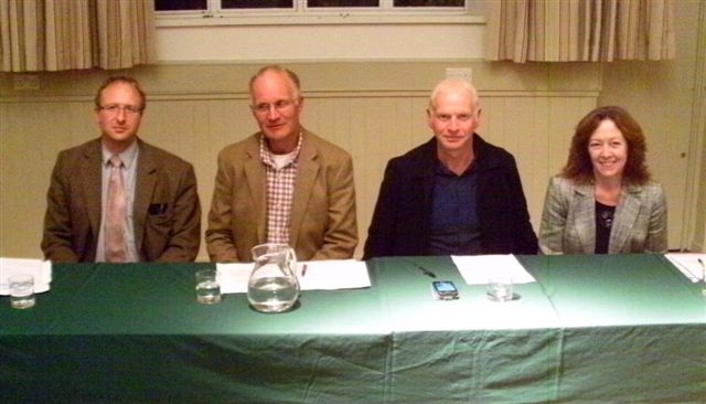 Left to right – FUW director of policy Nick Fenwick, FUW Flintshire county chairman Tim Faire, FUW Flintshire county president Clwyd Spencer and Plaid Cymru MEP Jill Evans. 