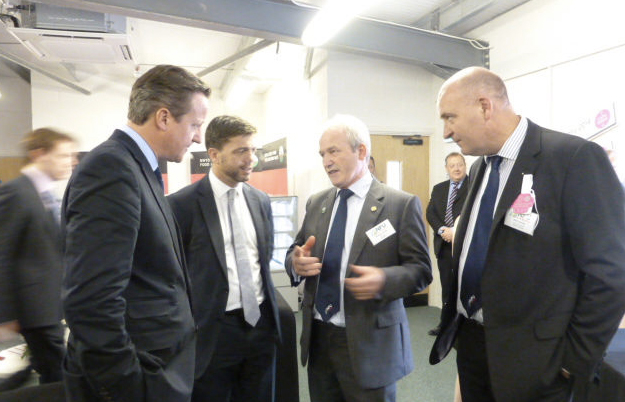 Prime Minister David Cameron; Secretary of State for Wales Stephen Crabb; Stephen James, President NFU Cymru & John Davies, Vice President NFU Cymru