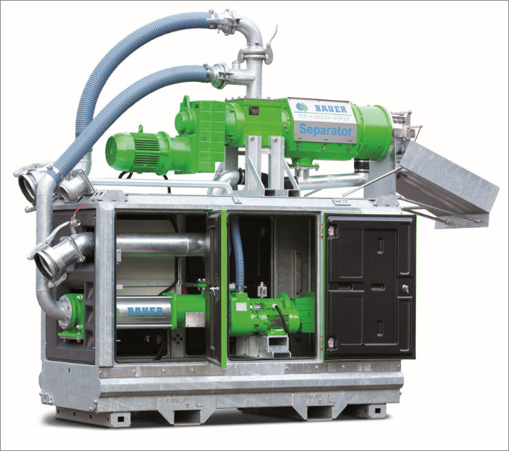 Pumps and the control system are housed within the frame, with the separator on top.