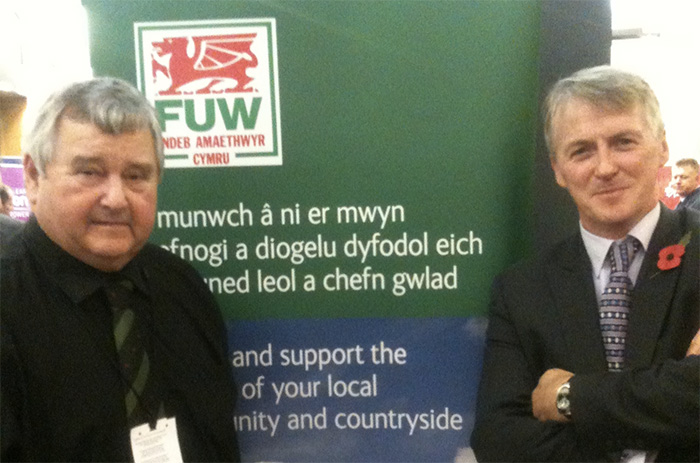 ANGLESEY DAY LOBBY: Eifion Huws (left) and Huw Irranca-Davies on the FUW stand