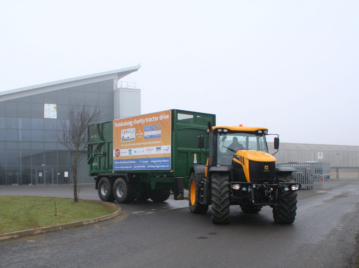 On its way - the Forage Aid Fastrac sets off on its 220-mile journey.