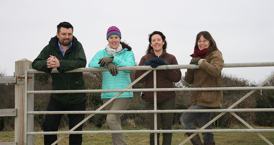 Julie Melin-Stubbs, Land Advice Service manager; Rhys Morgan, Land Advice Service advisor; Angela Peters, Community Wildlife Plans officer; Tracé Williams, Land Advice Service advisor. 
