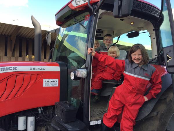 Enjoying the new tractor at Cliffe House Farm.