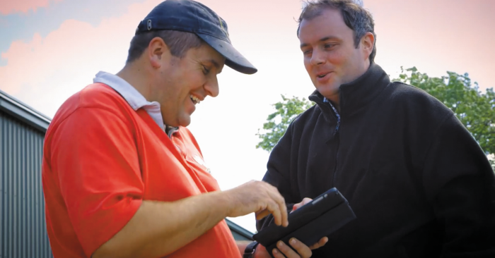 James Wynne (right) of Alltech ECO2 carries out an on-farm assessment
