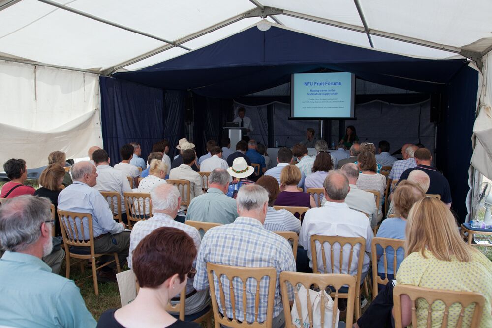 The Fruit Forums are sponsored by the NFU and are held in the Fruit Forum marquee