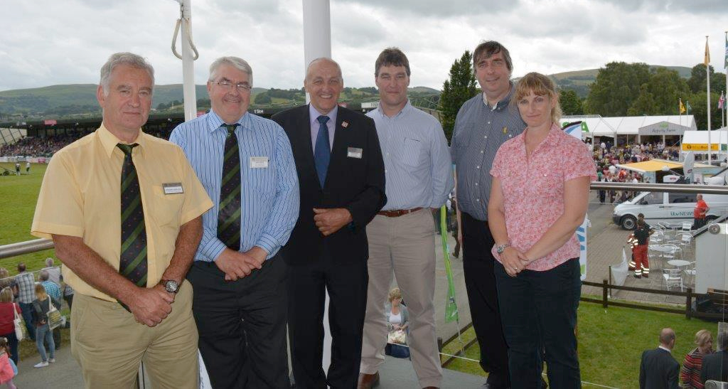 FUW landuse fficer Bernard Griffiths, FUW members Dewi Owen and Brian Bowen, HSE head of agriculture Rick Brunt, HSE head of agricultural safety section Andrew Turner and HSE head of agricultural health, education and employment, Sarah Jardine