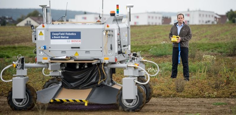 Bonirob, which is the size of a compact car, can monitor how well new crop varieties grow, whether they are resistant to pests and how much fertiliser and water they need