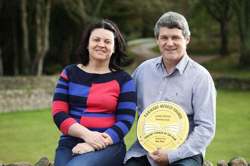 James and Margaret Baxter, Glenhead of Aldouran, Scotland, with the award for Poultry Farmer of the Year