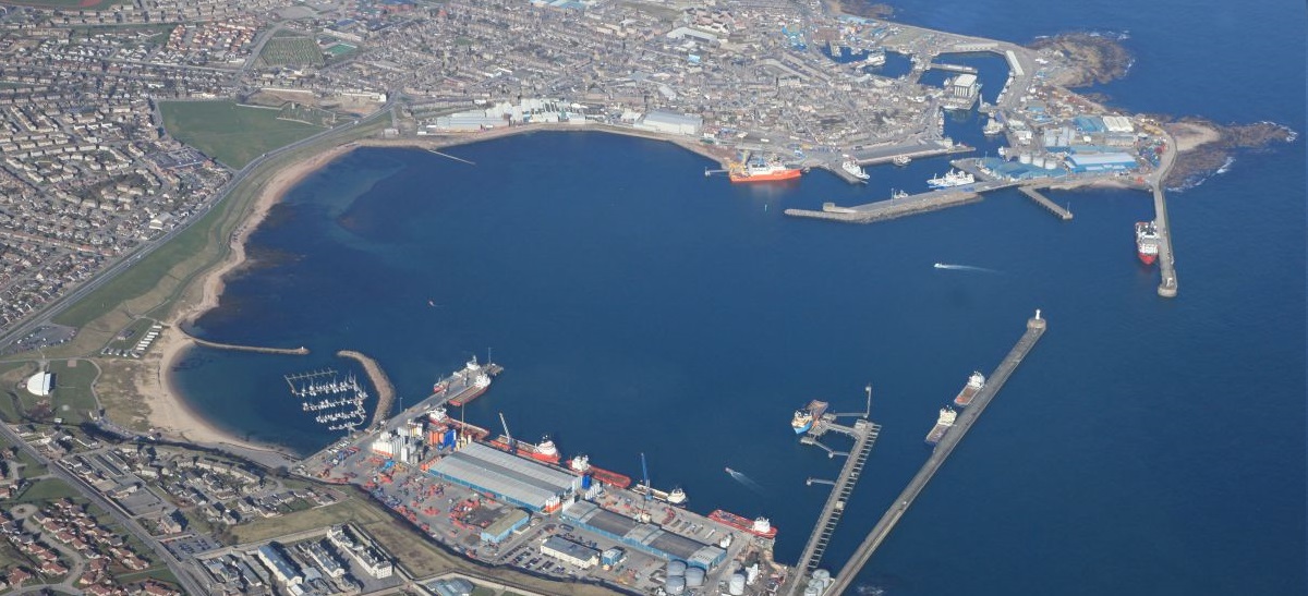 Aerial of Peterhead in Aberdeenshire