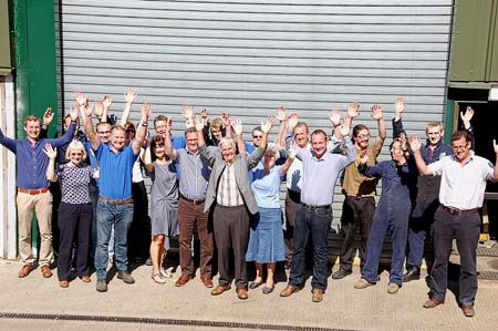 Staff celebrating Quality Equipment’s 50th Anniversary. During the year the company helped raise £12,810 for the East Anglian Air Ambulance