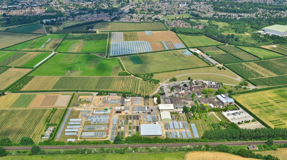 An aerial view of East Malling Research, Kent