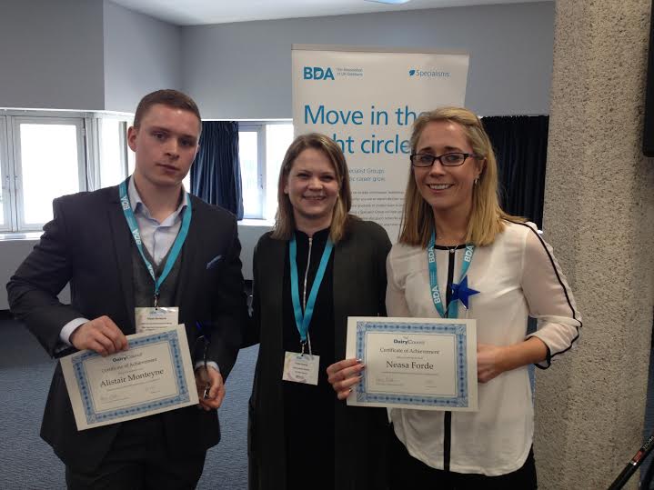 Prize winners Alistair Monteyne, Neasa Forde and Erica Hocking from The Dairy Council