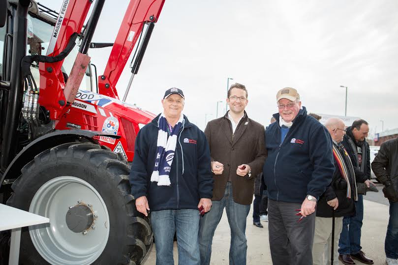 Livestock farmer John Hore with Thornbury NFU Mutual branch manager Jason Cavill and chicken producer Charles Bourns