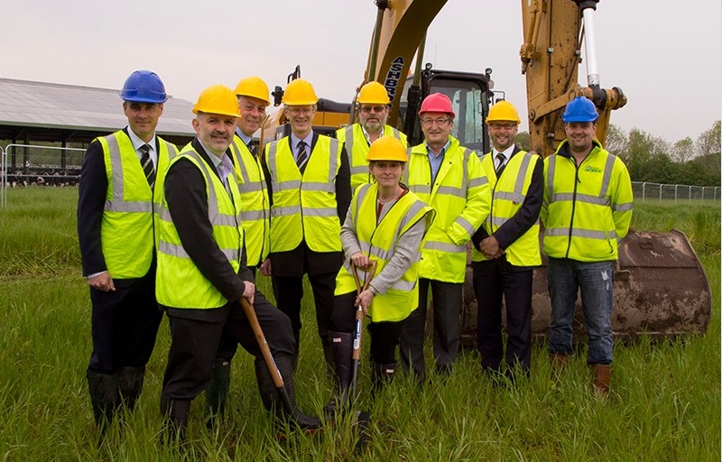 Professor Rutter and Harper Adams Finance Director Liz Furey lead the cutting of the turf to mark the start of building works for the precision dairy unit