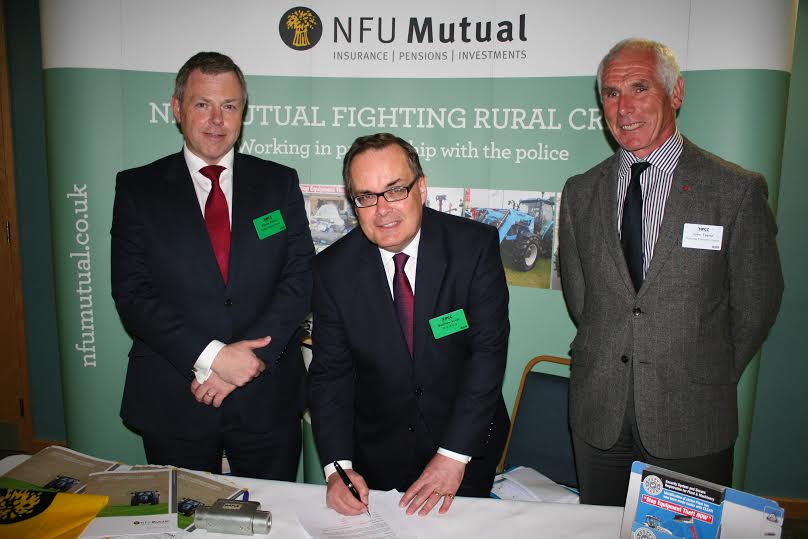 Chief Constable Simon Prince, Matthew Scott and livestock farmer John Taylor