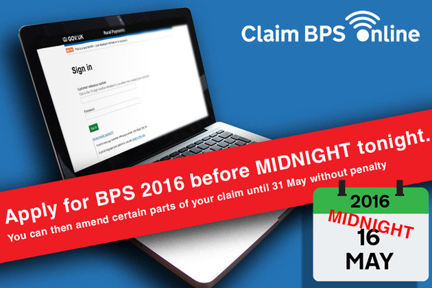 Farmers have until midnight to submit 2016 BPS 