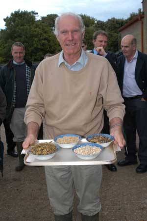 Farmer John Hoskins explains the feed-mix for animals reared for Casterbridge beef