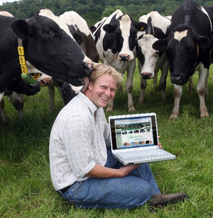 Rodney Down, 2005 Young Farmer of the Year pictured with his 200 head Stillwater pedigree dairy herd at Wrantage near Taunton, Somerset