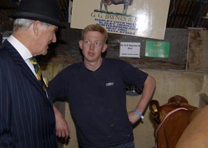Chris Hall chats to Ayrshire and Dairy Shorthorn exhibitor, Richard Baynes of Hexham, Northumberland