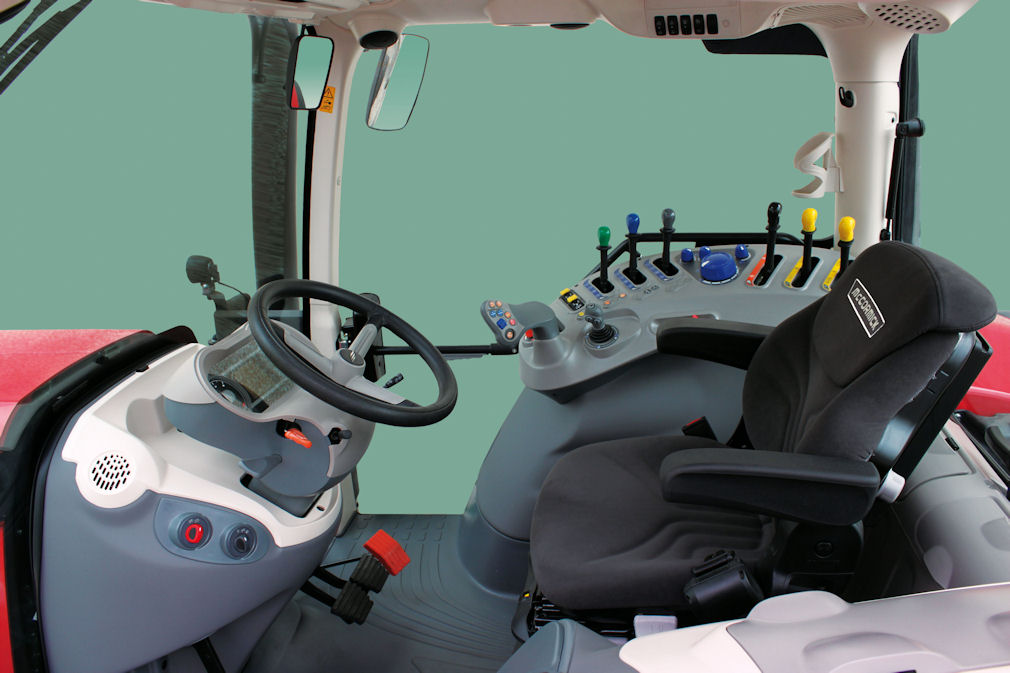 Inside the Premiere cab, controls for the transmission, pto and hydraulics are located on a new side console.