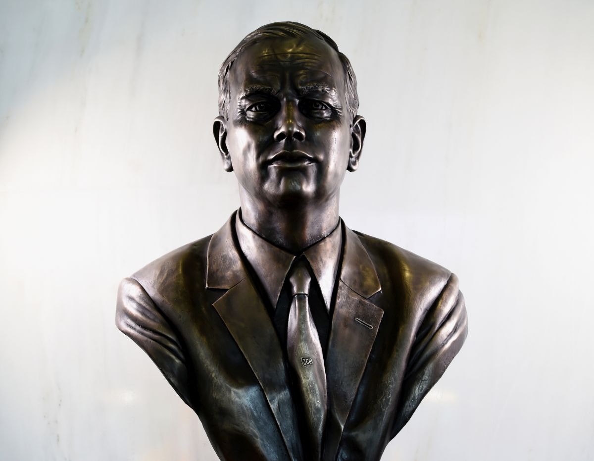 The bust will now be on permanent display at JCB’s World HQ