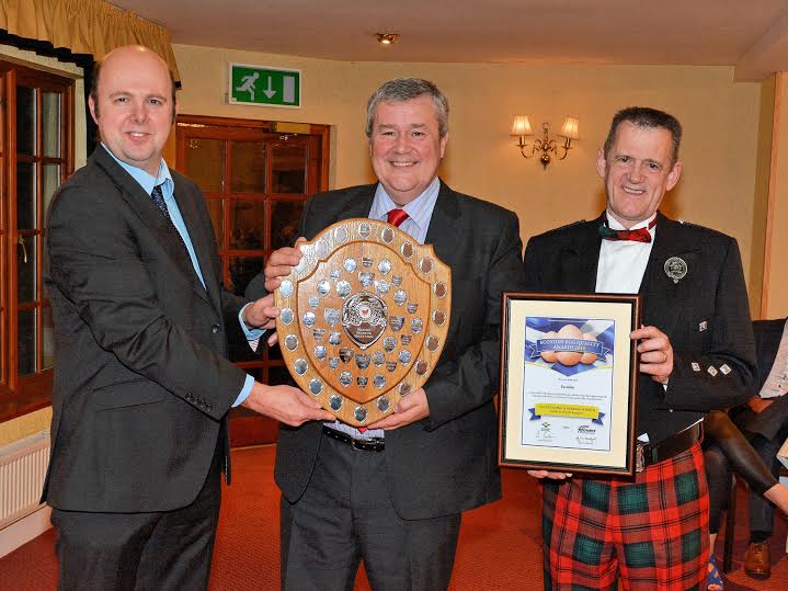 Professor Jos Houdijk, SRUC;  Producer/Retailer winner – Robert Chapman. Farmlay Eggs, Fraserburgh (centre);  John Cessford, Marketing Manager, ForFarmers