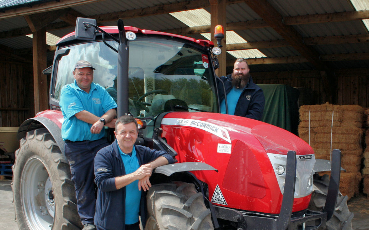 From left: Neil Lewis, Les Nicholson and Chris Barnes with the new McCormick X5.40 tractor.