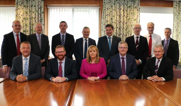 Agriculture Minister Michelle McIlveen and Economy Minister Simon Hamilton pictured with members of the Agri-Food Strategy Board (AFSB)