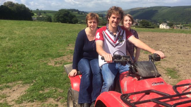 Fiona Jones runs the family farm in Powys with her son Rhys and daughter Nerys