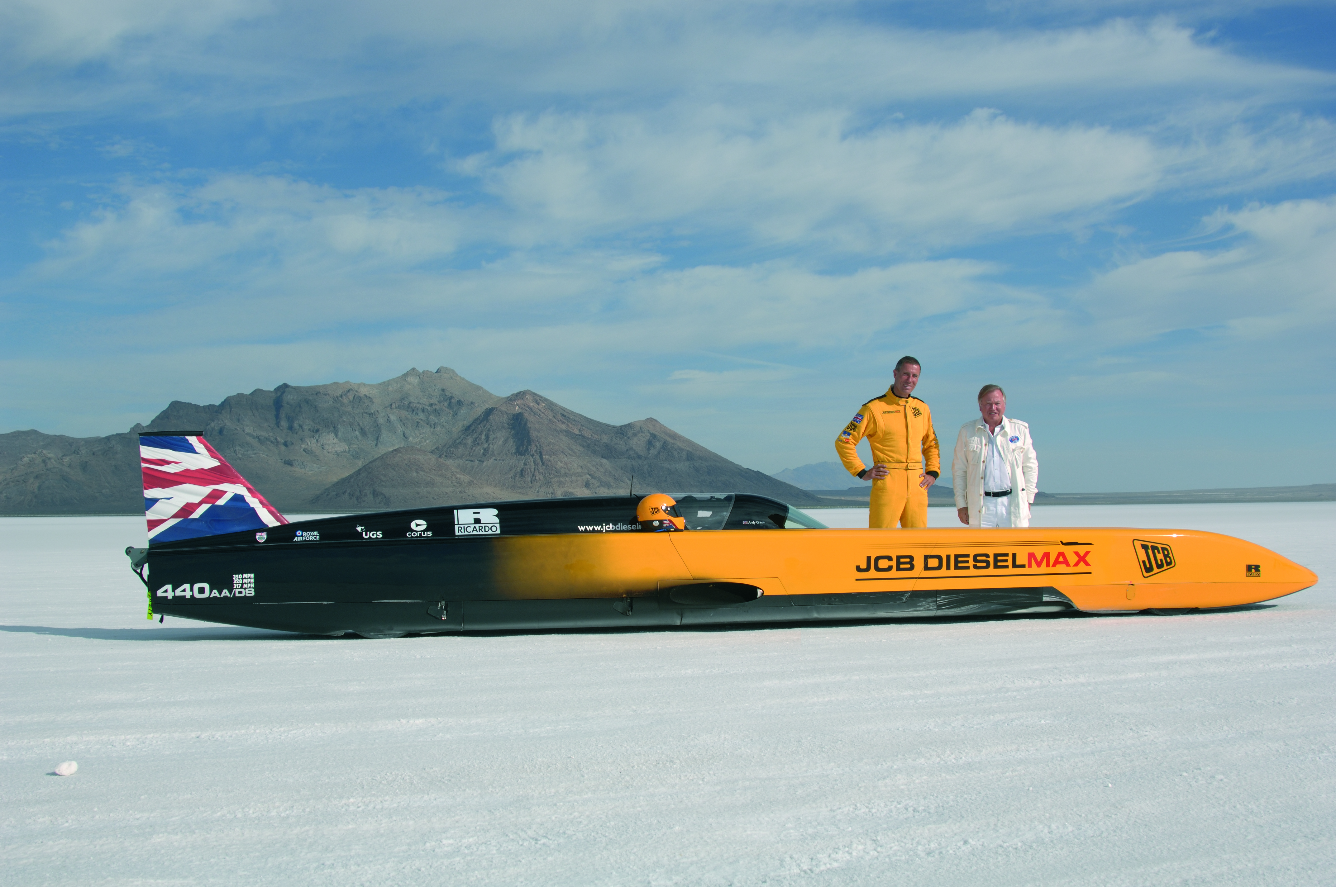 JCB chairman Lord Bamford (right) and Wing Commander Andy Green