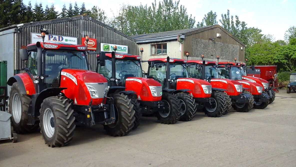 A line up of McCormick tractors ready for delivery at P&D