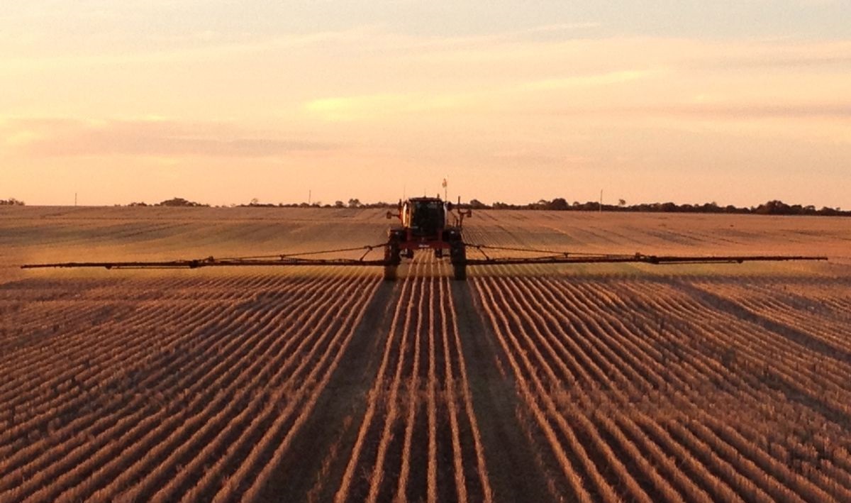 Controlled Traffic Farming with sprayer on permanent tramlines