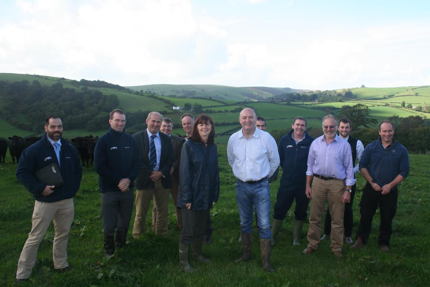 Lesley Griffiths pictured with NFU Cymru Deputy President John Davies and the delegation present at the meeting