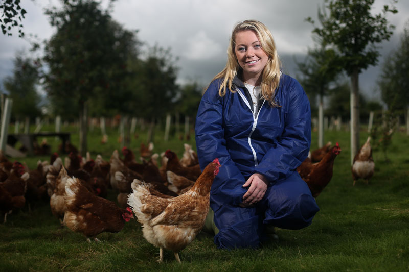 Catherine Bennett, Co-op poultry agriculture manager, photographed at Stonecote Farm, Arrathorne, Bedale, North Yorkshire