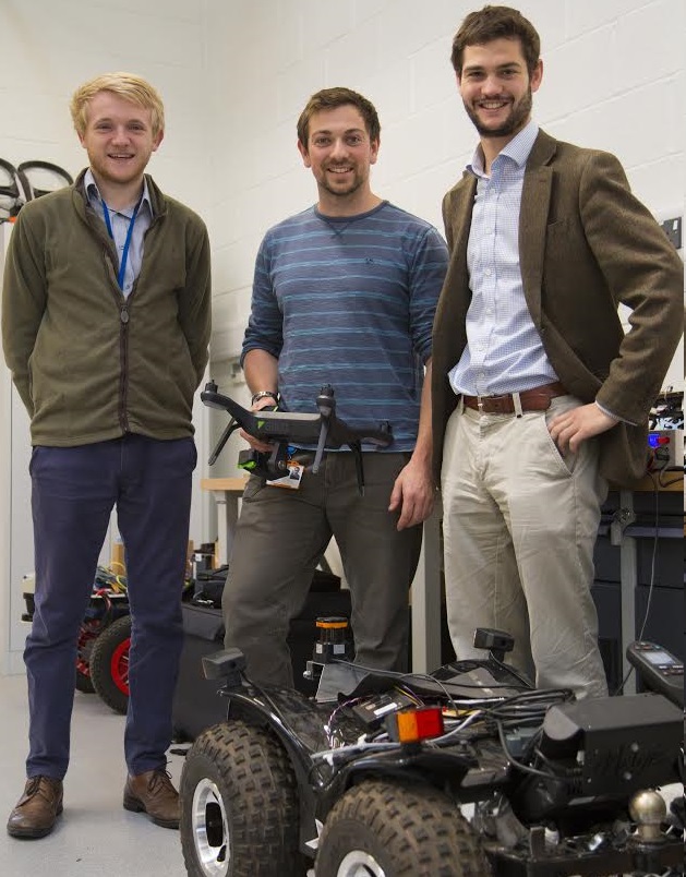 (L:R Martin Abell, Jonathan Gill, Kit Franklin) in one of the engineering laboratories at Harper Adams University