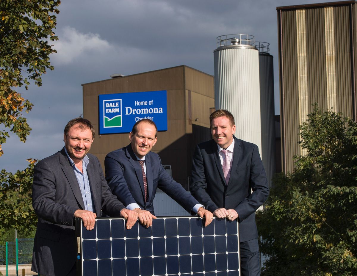 Pictured at the annoucement is Chief Executive of CES Energy, Tom Marren alongside Group Chief Executive of Dale Farm Nick Whelan and Dale Farm Group Operations Director, Chris McAlinden