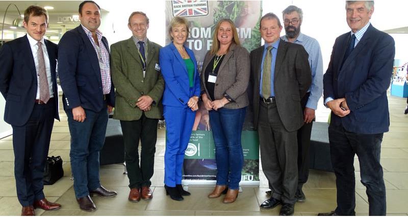 Andrea Leadsom is pictured with NFU members and staff