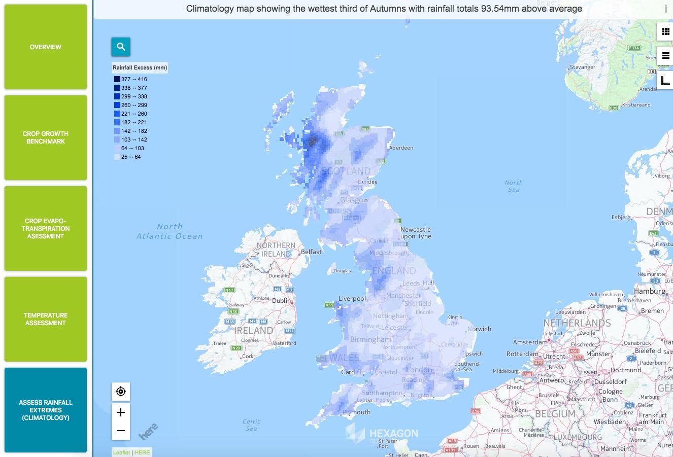 Predicted rainfall app screenshot