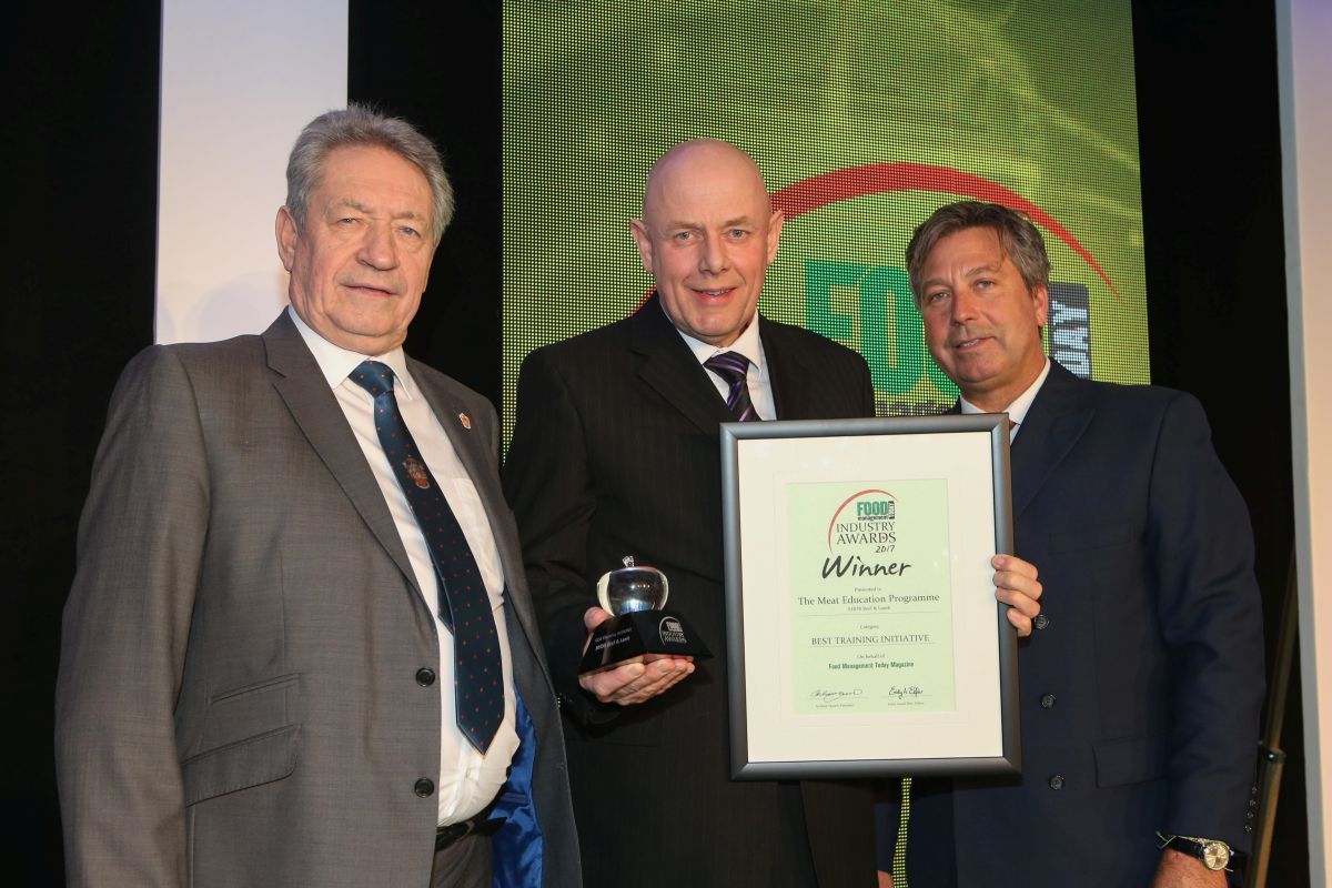 From L-R: Keith Fisher from IoM, Dick van Leeuwen, Development Manager for AHDB Beef & Lamb and John Torode, Celebrity Chef