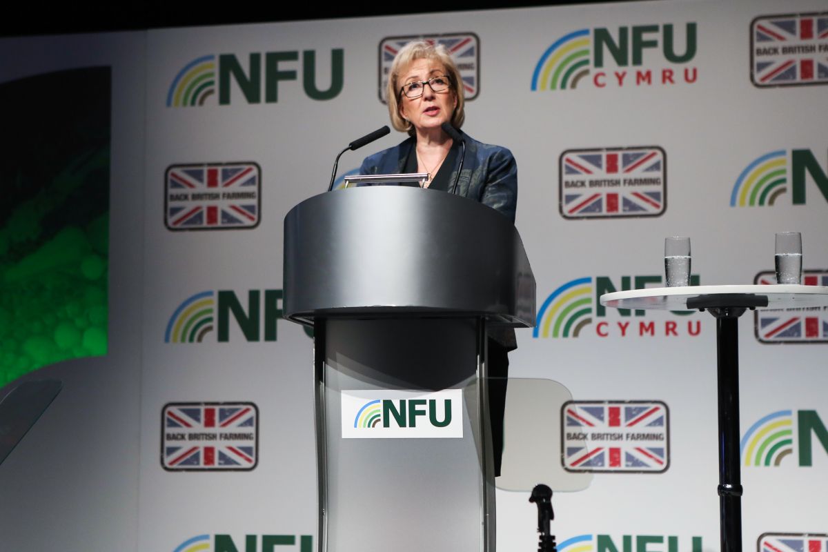 Environment Secretary Andrea Leadsom at the NFU Conference today (21 February)