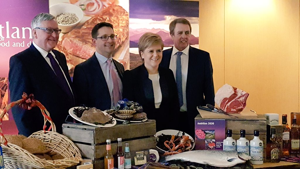Nicola Sturgeon tweeted: "Delighted to join @scotfooddrink this afternoon to launch bold new 10 year strategy" (Photo: @JulieHL)