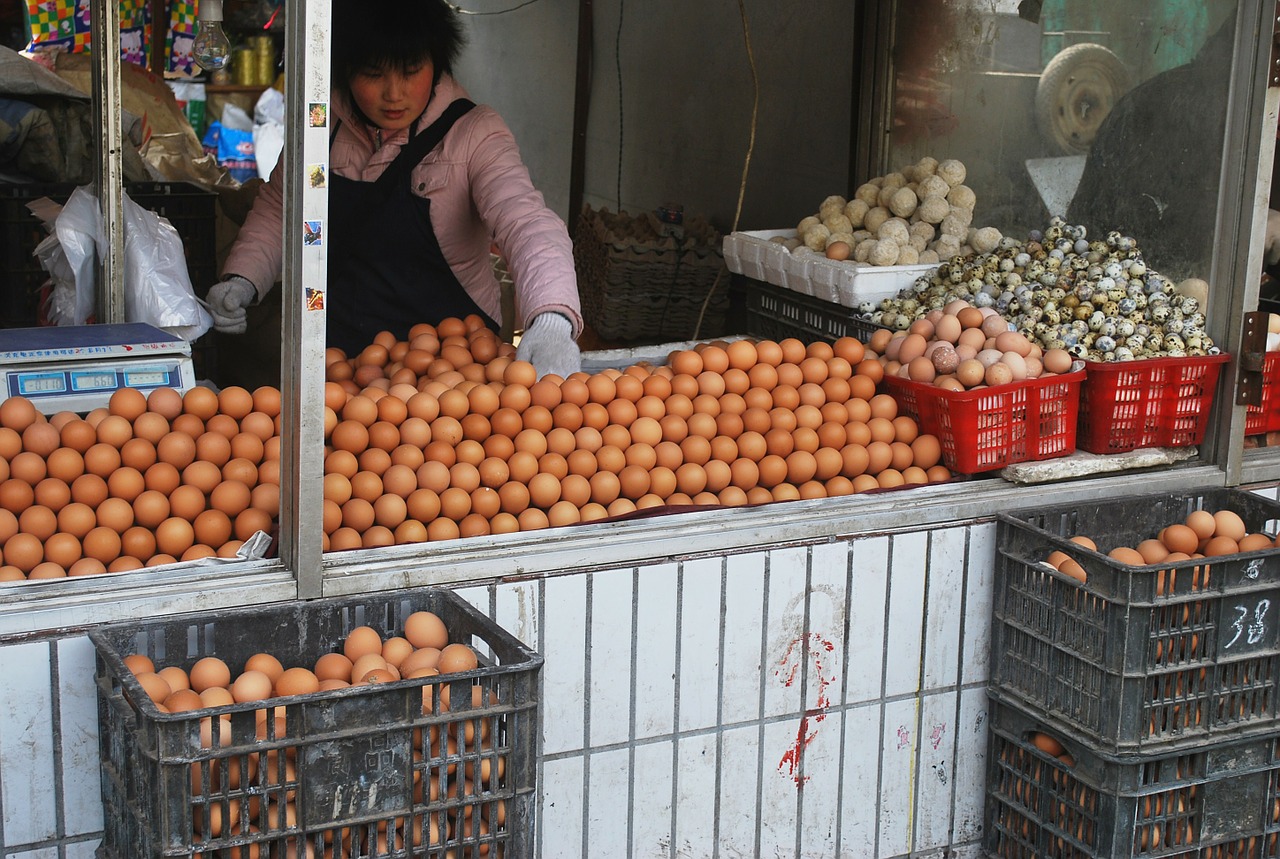 A market selling eggs in China