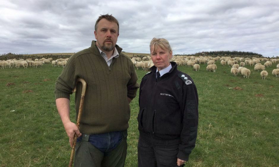 Aberdeenshire farmer and chairman of NSA Scotland, John Fyall and Gill MacGregor, Scottish SPCA Senior Inspector who feature in the Sheep-wise film