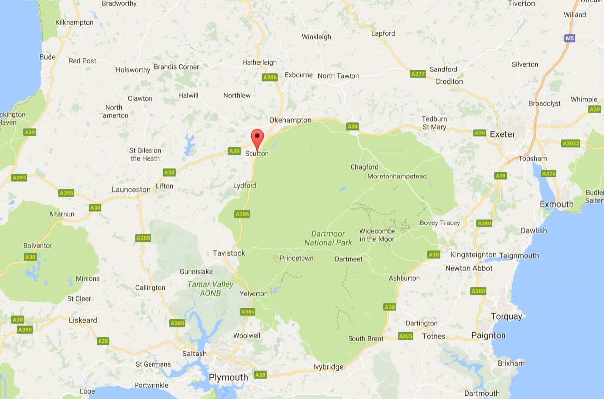 The sheep were stolen from the Sourton area in West Devon (Photo: Google Maps)
