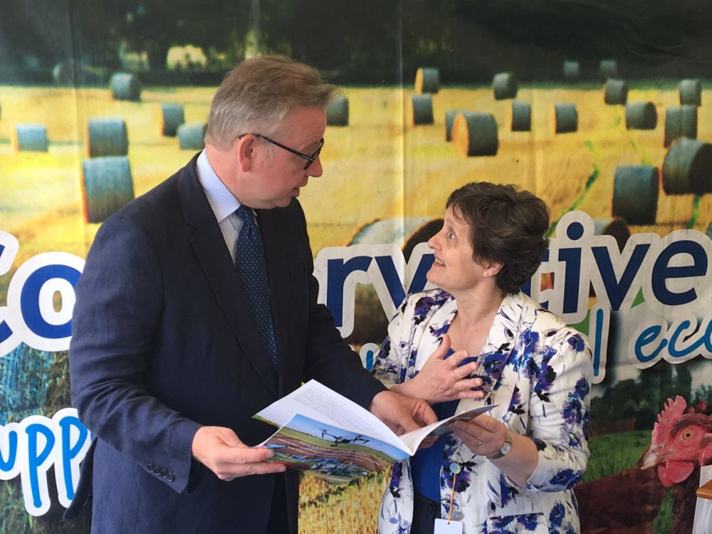 The new environment secretary Michael Gove and Anthea McIntyre MEP at the Three Counties Show