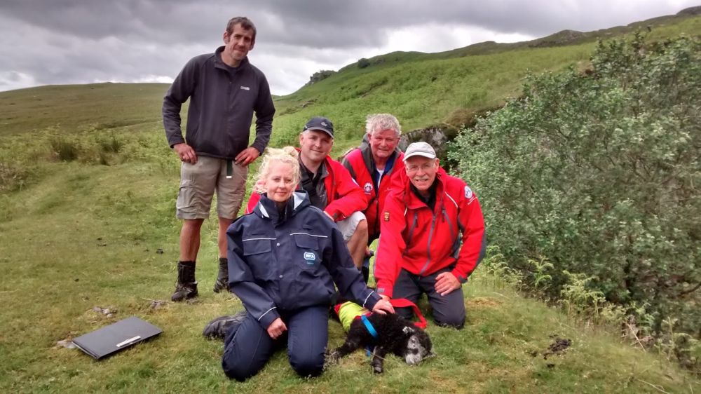The lamb was carefully hoisted up the quarry walls then Mountain Rescue carried him down the fells (Photo: RSPCA)