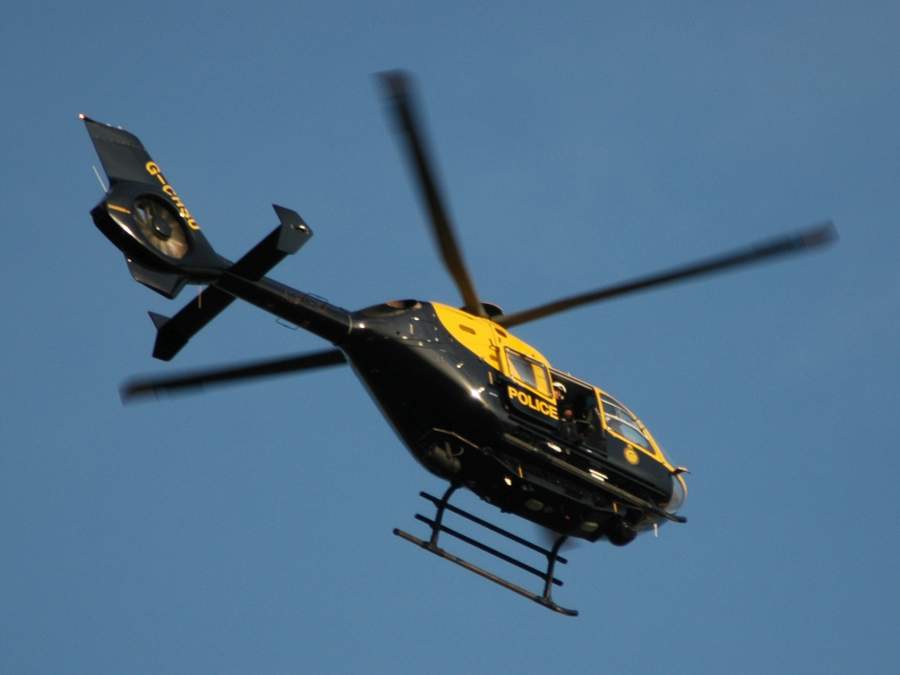 A police helicopter was used to find a white Peugeot which was believed to have an injured sheep in its boot