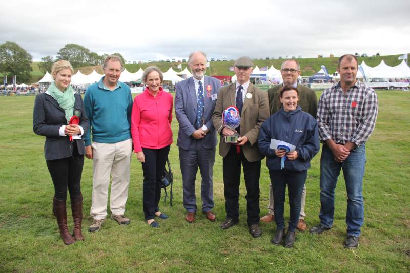 Herd Competition Prize Winners L-R Nikki Carse, Alan and Lorna Jackson, Lord Joicey, Dominic Naylor, Brian Dugdale of Mole Valley, Fiona and Craig Mellor