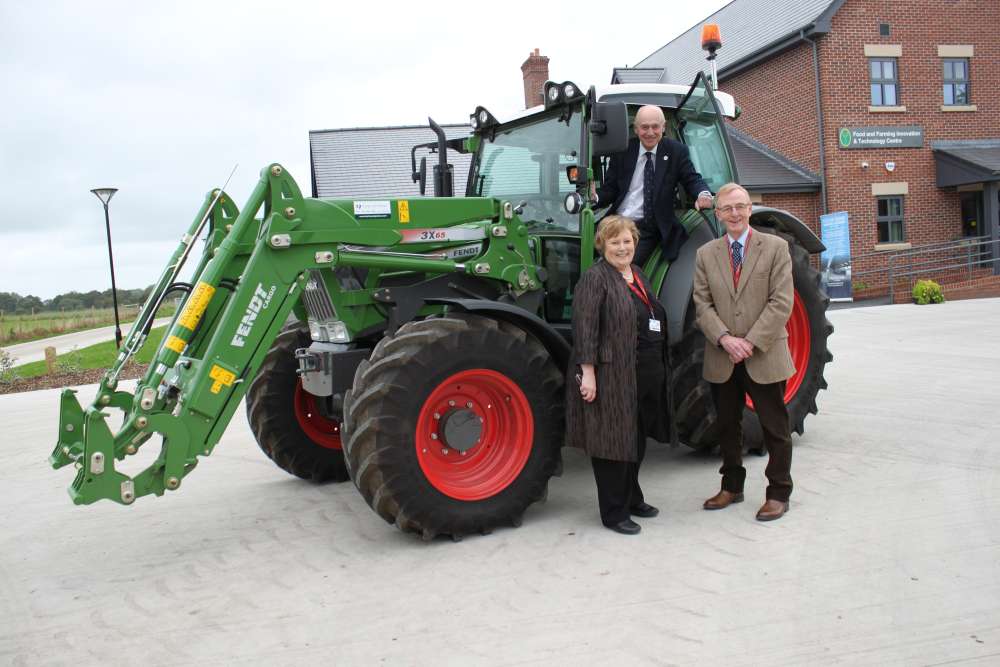 Edwin Booth, Chairman of the Lancashire Enterprise Partnership, with Myerscough College Principal, Ann Turner, and Chairman of the Myerscough Corporation, Stuart Heys