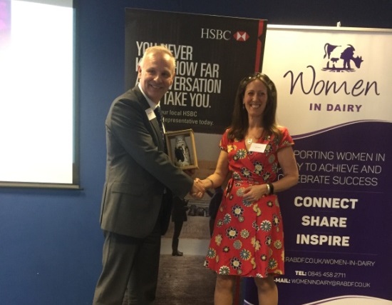 Andy Hipwell, HSBC, presenting Dr Jude Capper with the Industry Woman of the Year Award
